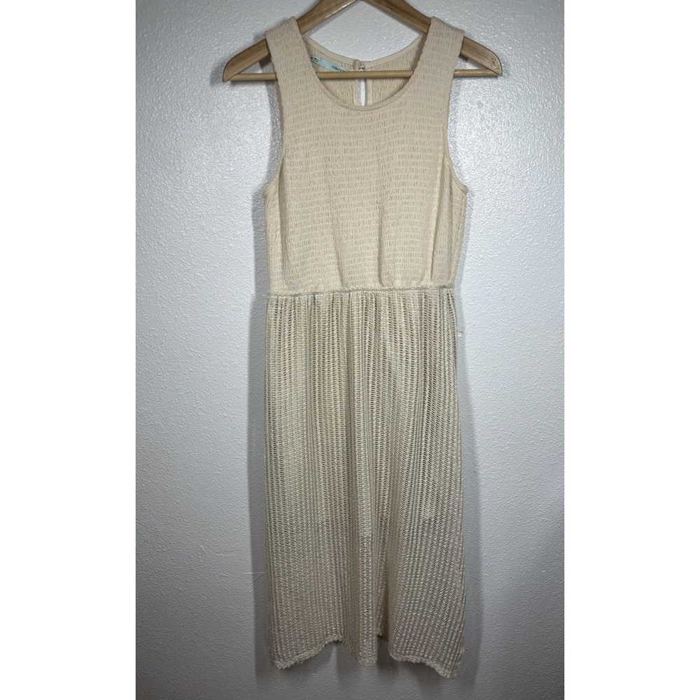Maurices Dress‎ Womens Medium Ivory Sleeveless Textured Open Knit Keyhole Back